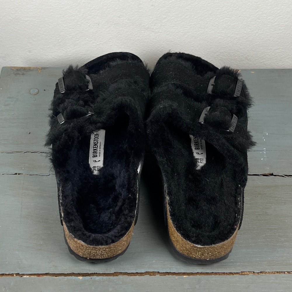 Birkenstock Arizona Shearling Black Suede Sandals Womens #38
Mens #5 Slide Shoes - Picture 5 of 14